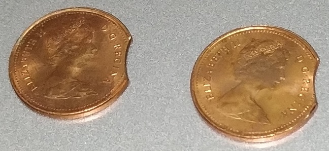 Found-Two-Clipped-Canadian-1980-Pennies-:
